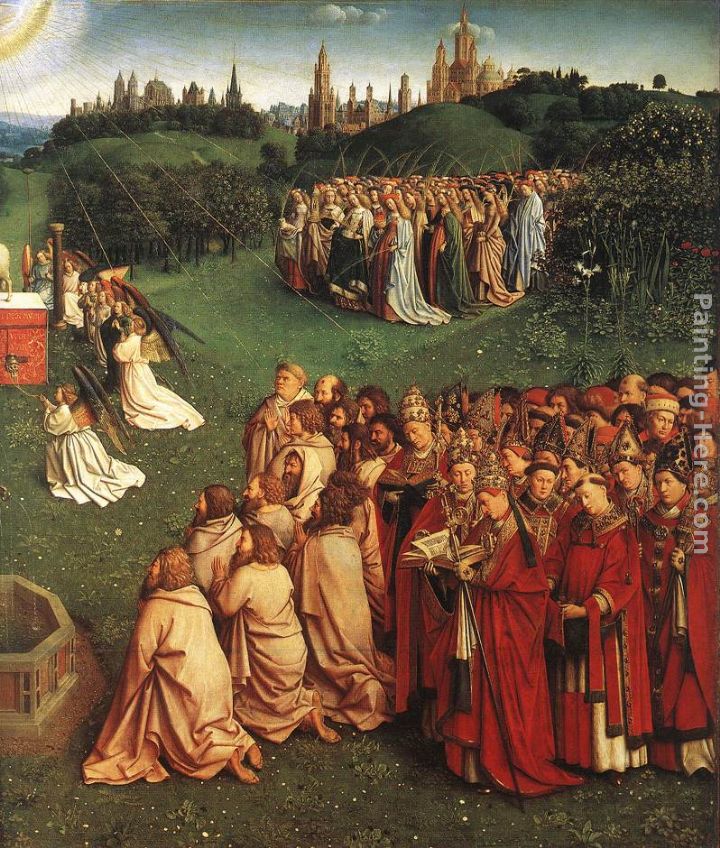 Jan van Eyck The Ghent Altarpiece Adoration of the Lamb [detail right]